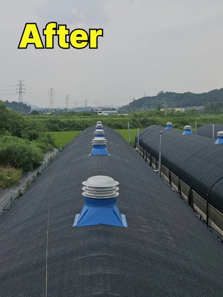 하우스 지붕 환기 시공 후
