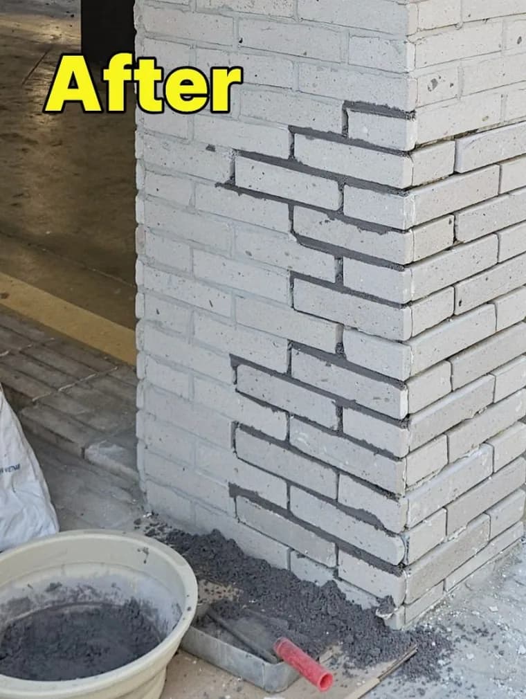 주차장 기둥 · 파벽돌 시공 후